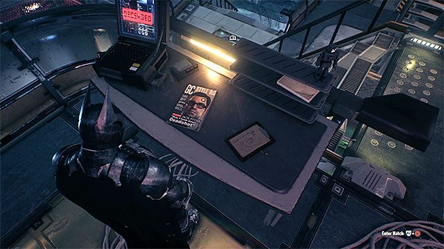 Podejdź do stołu i sfotografuj czasopismo - Zagadki słowne na pokładach sterowców Stagga | Sekrety - Sterowce Stagga - Batman Arkham Knight - poradnik do gry