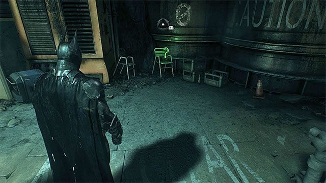 Zbadaj słabiej oświetlony narożnik sali - Trofea Człowieka-Zagadki w tunelach metra w budowie | Sekrety - Metro w budowie - Batman Arkham Knight - poradnik do gry