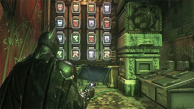 Odnajduj kolejne pary ikon - Trofea Człowieka-Zagadki w bazie rycerza Arkham (1-10) | Sekrety - Baza rycerza Arkham - Batman Arkham Knight - poradnik do gry