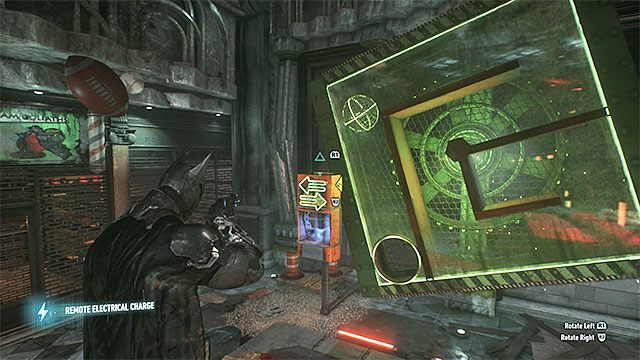 Obracaj komorą żeby doprowadzić kulę z trofeum do wyjścia - Trofea Człowieka-Zagadki w bazie rycerza Arkham (1-10) | Sekrety - Baza rycerza Arkham - Batman Arkham Knight - poradnik do gry