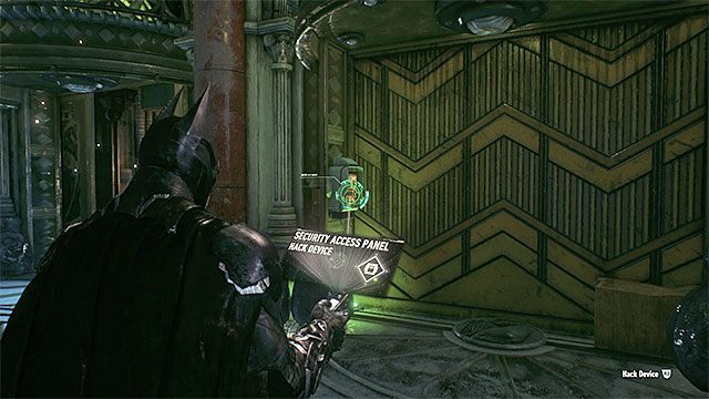 Dwukrotnie musisz skorzystać z urządzenia do zdalnego hakowania - Trofea Człowieka-Zagadki w bazie rycerza Arkham (11-21) | Sekrety - Baza rycerza Arkham - Batman Arkham Knight - poradnik do gry