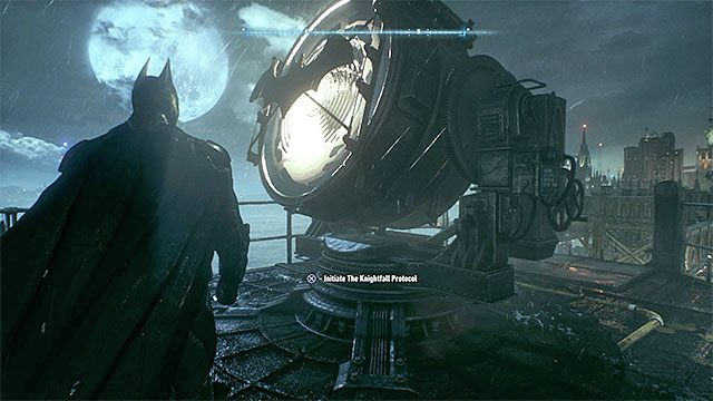 W obu przypadkach musisz dotrzeć do reflektora na dachu komisariatu policji - Dodatkowe zakończenia - Upadek Rycerza (Knightfall) | Główny wątek fabularny - Batman Arkham Knight - poradnik do gry