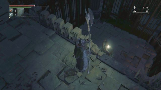 Przy ciele na dole znajdziesz potrzebny klucz. - Górny Rewir Katedralny | Opis przejścia Bloodborne - Bloodborne - poradnik do gry