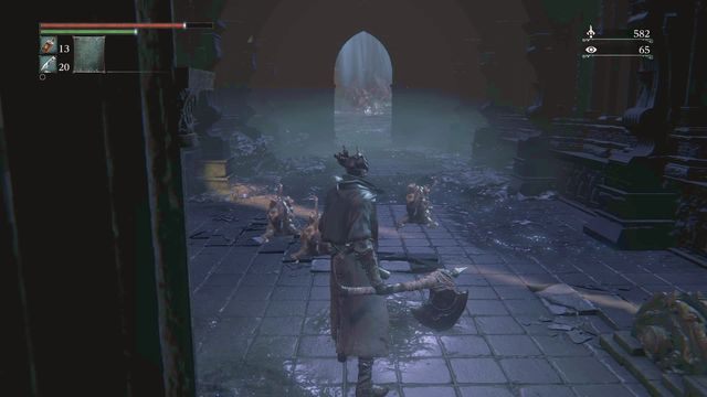 Na dole omiń pełzających przeciwników. - Górny Rewir Katedralny | Opis przejścia Bloodborne - Bloodborne - poradnik do gry