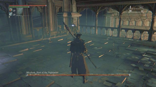 Walka z Micolashem podzielona jest na dwie fazy, toczące się na niemal identycznych, niedużych balkonach. - Micolash, gospodarz koszmaru | Bossowie w Bloodborne - Bloodborne - poradnik do gry