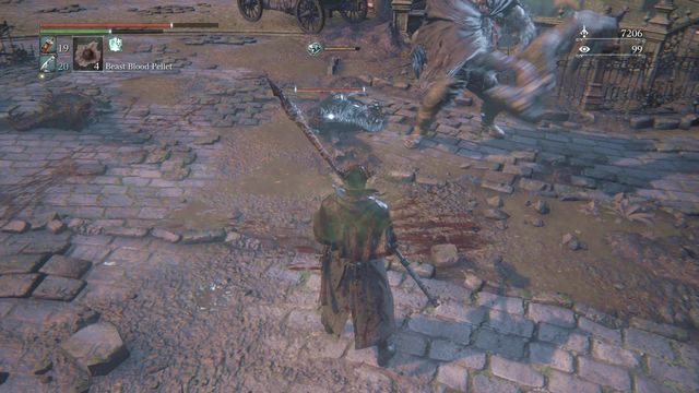 Pasek na środku ekranu informuje o mnożniku zwiększającym zadawanie oraz otrzymywane obrażenia. - Tryb Bestii w Bloodborne - Bloodborne - poradnik do gry