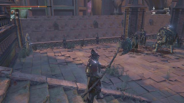 Przeciwnicy są w silnej grupie, poruszając się sprintem można ich jednak ominąć. - Yahargul, Niewidzialna wioska - Kaplica Yahargul | Opis przejścia Bloodborne - Bloodborne - poradnik do gry