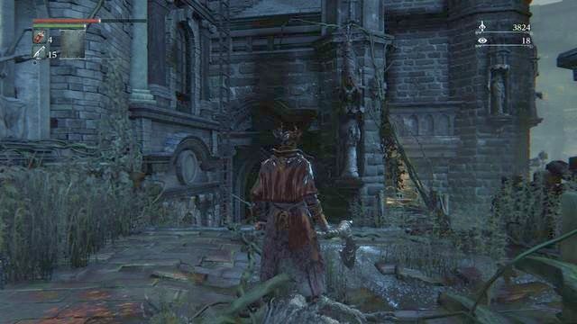 Ostatecznie przechodząc przez most dojdziesz do miejsca pokazanego na obrazku - Stare Yharnam | Opis przejścia Bloodborne - Bloodborne - poradnik do gry