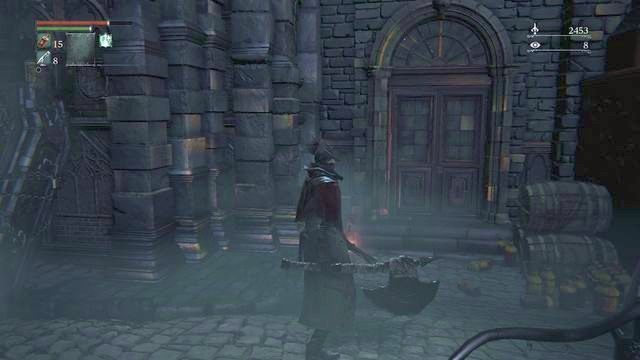 Przykładowo wyglądające drzwi, w których otrzymasz Kamień migdałkowy. - Rewir Katedralny - po walce z Pastorem Amelią | Opis przejścia Bloodborne - Bloodborne - poradnik do gry