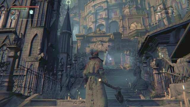 U szczytu schodów zostaniesz zaatakowany przez dwóch przeciwników. - Rewir Katedralny | Opis przejścia Bloodborne - Bloodborne - poradnik do gry