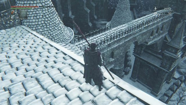 Następnie wyjdź kolejnymi schodami na oblodzony dach - Zapomniany Zamek Cainhurst | Opis przejścia Bloodborne - Bloodborne - poradnik do gry