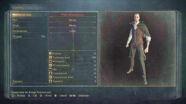 Ekran tworzenia postaci. - Tworzenie postaci w Bloodborne - Bloodborne - poradnik do gry