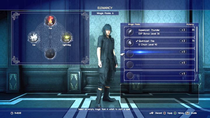 Ekran Elemancy służący do tworzenia zaklęć. - Podstawy | Magia (Elemancy) w Final Fantasy XV - Final Fantasy XV - poradnik do gry