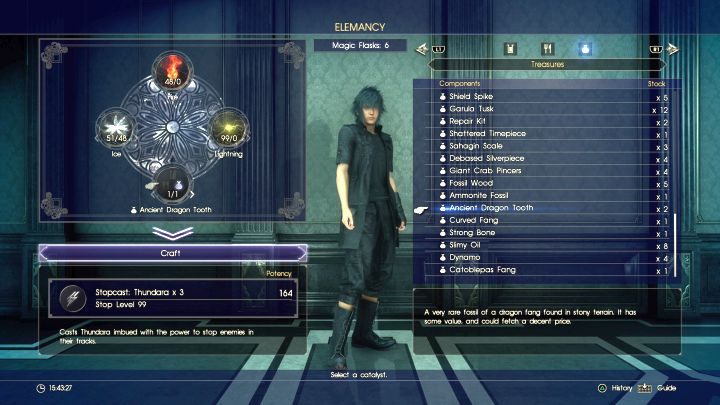 Większość przedmiotów w grze służyć może jako katalizator. - Pozyskiwanie surowców i tworzenie czarów | Magia (Elemancy) w Final Fantasy XV - Final Fantasy XV - poradnik do gry