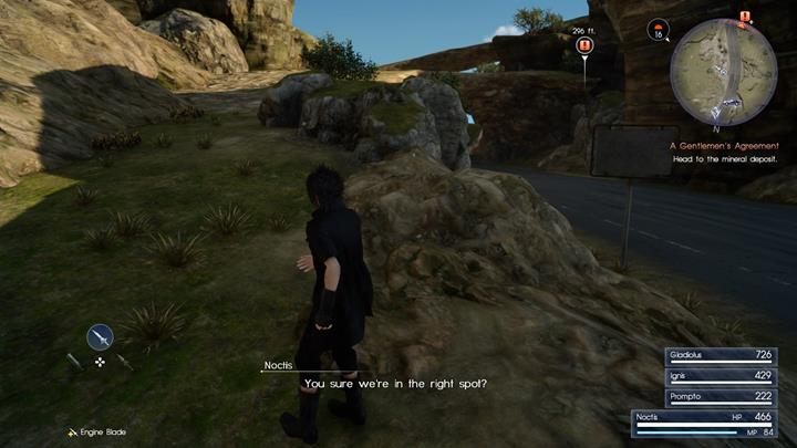 Udaj się szlakiem do góry - w okolicy znajdziesz sporo różnych materiałów do zebrania - Chapter 1 - Departure | Solucja Final Fantasy XV - Final Fantasy XV - poradnik do gry