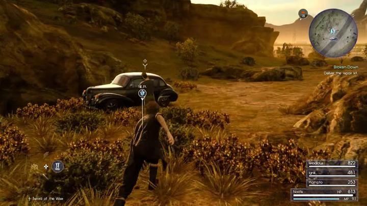 Wystarczy podejść do samochodu i wykorzystać repair kit - Zepsute auta | Solucja Final Fantasy XV - Final Fantasy XV - poradnik do gry