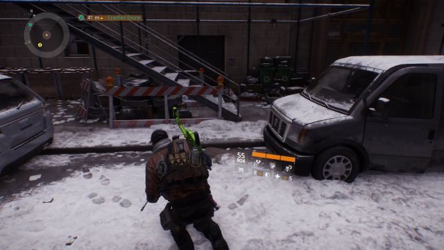 Na obrazku widoczne schody, przy pomocy których dostaniesz się na dach. - Times Square [M6] | Dane wywiadowcze w The Division - The Division - poradnik do gry