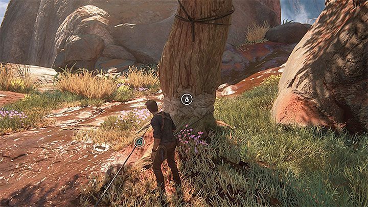 Powróć do jeepa, ustaw się przy jego przednim zderzaku i wciśnij Trójkąt żeby wejść w interakcję z jego wyciągarką - Uncharted 4 Kres Złodzieja: Rozdział 10 Dwanaście wież - solucja, opis przejścia - Uncharted 4: Kres Złodzieja - poradnik do gry