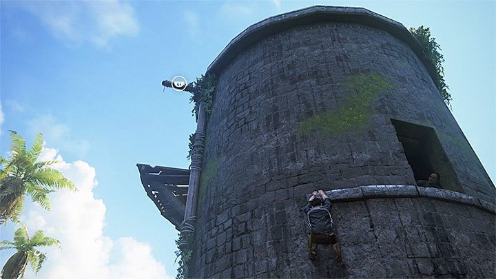 Użyj linki z hakiem żeby dotrzeć na szczyt wieży - Uncharted 4 Kres Złodzieja: Rozdział 12 Na morzu - solucja, opis przejścia - Uncharted 4: Kres Złodzieja - poradnik do gry