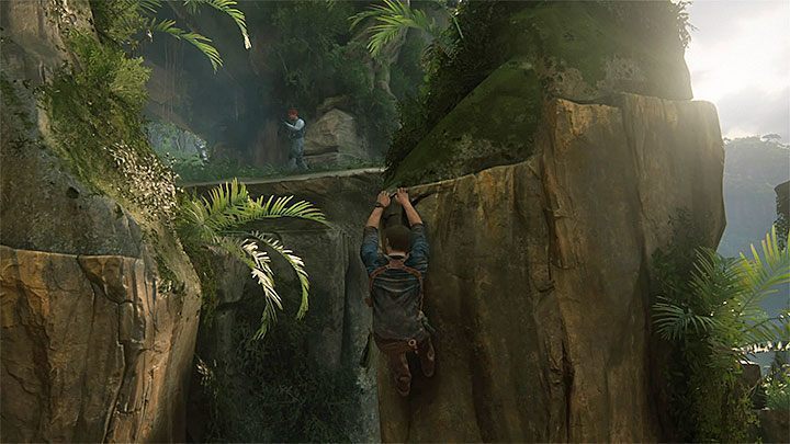 Możesz pozostawać w ukryciu dzięki zwisaniu przy krawędziach półek i chowaniu się w trawie - Uncharted 4 Kres Złodzieja: Rozdział 13 Rozbitkowie - solucja, opis przejścia - Uncharted 4: Kres Złodzieja - poradnik do gry