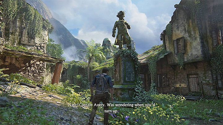 Przy posągu Averyego do wykonania jest kilka opcjonalnych czynności - Uncharted 4 Kres Złodzieja: Rozdział 14 Dołączcie do mnie w raju - solucja, opis przejścia - Uncharted 4: Kres Złodzieja - poradnik do gry