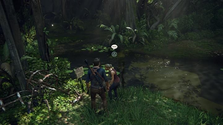Oprowadź Elenę po startowej lokacji i przeczytaj motto piratów - uruchomi to dwie opcjonalne konwersacje - Uncharted 4 Kres Złodzieja: Rozdział 18 New Devon - solucja, opis przejścia - Uncharted 4: Kres Złodzieja - poradnik do gry