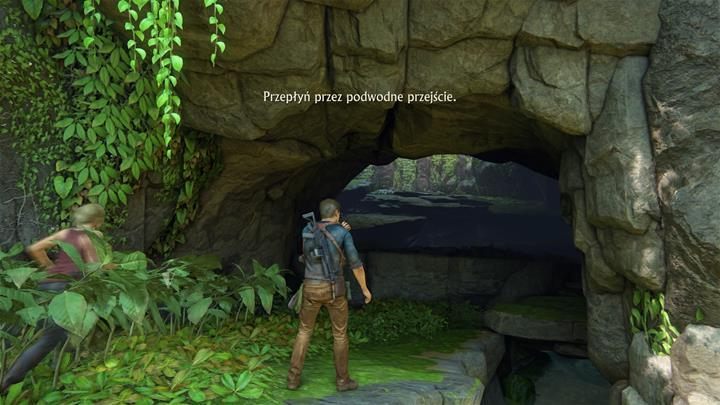Przejdź przez kamienne przejście i wejdź do wody - Uncharted 4 Kres Złodzieja: Rozdział 18 New Devon - solucja, opis przejścia - Uncharted 4: Kres Złodzieja - poradnik do gry