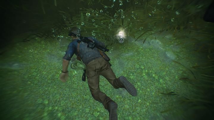 Popłyń w kierunku dwóch statuł aniołów, zanurz się pod wodę, przed Tobą, w rogu budynku znajduje się skarb - Uncharted 4 Kres Złodzieja: New Devon - wszystkie skarby - Uncharted 4: Kres Złodzieja - poradnik do gry