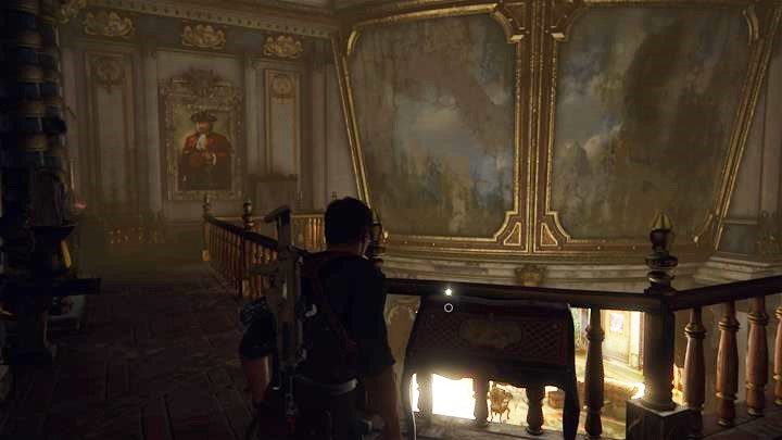 W następnym pomieszczeniu skręć w prawo i wejdź schodami do góry - Uncharted 4 Kres Złodzieja: New Devon - wszystkie skarby - Uncharted 4: Kres Złodzieja - poradnik do gry