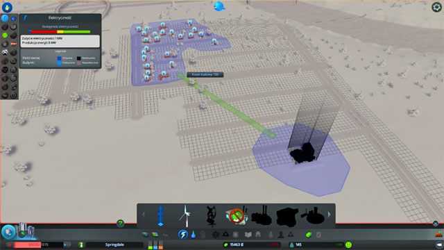 W strefie przemysłowej zbuduj elektrownie węglową (na dolnej zakładce wybierz elektryczność) - Cities Skylines: Prąd i woda - krytyczne usługi - Cities: Skylines - poradnik do gry