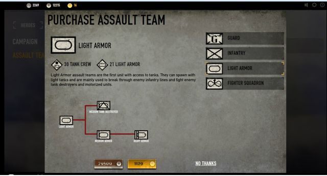 Ekran kupowania grup uderzeniowych. - Co to są Grupy Uderzeniowe | Tryb Wojny w Heroes & Generals - Heroes & Generals - poradnik do gry