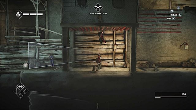 Użyj teraz lewej drabinki i uzupełnij po drodze zapas strzałek dźwiękowych - Sekwencja 4 - Łowca niewolników (The Slaver) - Assassins Creed Chronicles: China - poradnik do gry