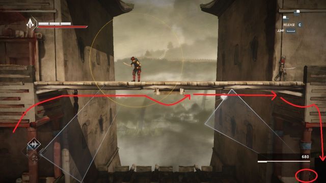 Z wieży musisz przedostać się mostem na drugą budowlę - Sekwencja 11 - Zdrada (The Betrayal) - Assassins Creed Chronicles: China - poradnik do gry