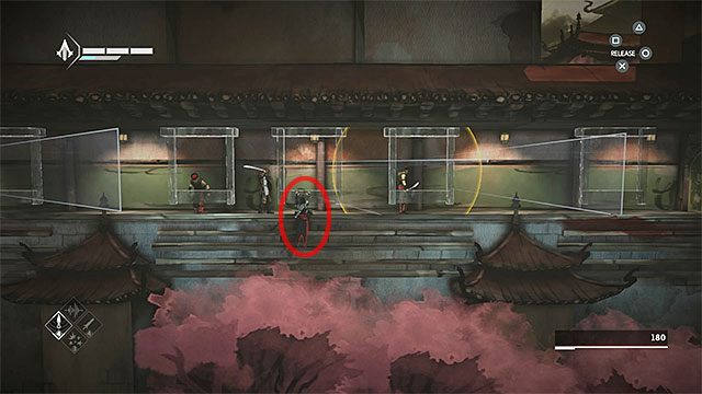 Na ponowne przejście przez okiennicę zdecyduj się gdy wróg z wyczulonymi zmysłami uda się w lewo - Sekwencja 7 - Wąż (The Snake) - Assassins Creed Chronicles: China - poradnik do gry