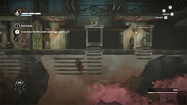 Powróć do interaktywnych krawędzi zlokalizowanych pod półką z zamordowanym ochroniarzem i wyrusz w lewo - Sekwencja 7 - Wąż (The Snake) - Assassins Creed Chronicles: China - poradnik do gry