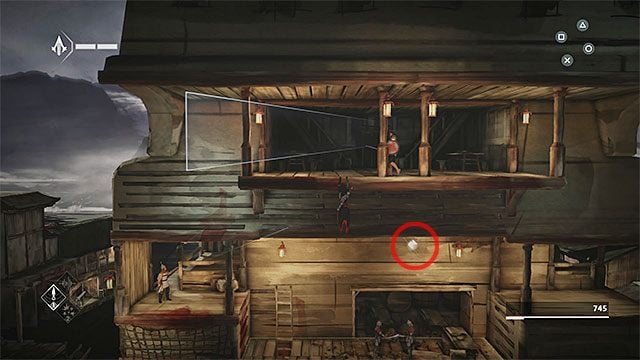 FRAGMENT 10/14 - Dziesiąty fragment możesz zdobyć w trakcie eksploracji okrętu zacumowanego na dalszym planie, wewnątrz którego przebywa trzeci z donosicieli - Fragmenty danych w sekwencji 3 - Port - Fragmenty danych Animusa - Assassins Creed Chronicles: China - poradnik do gry