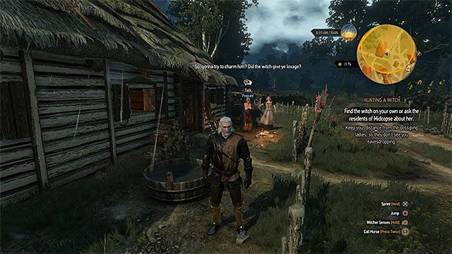 Podsłuchanie rozmowy to jeden z kilku sposobów na odnalezienie wiedźmy - Wiedźmin 3 Dziki Gon: Polowanie na czarownicę (Hunting a Witch) - solucja - Wiedźmin 3 Dziki Gon - poradnik do gry