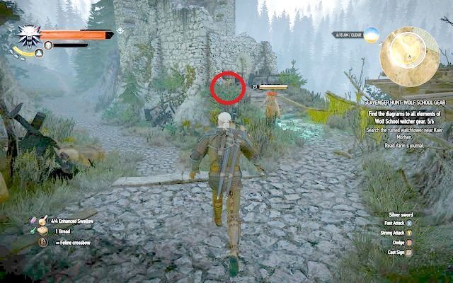 Upiór w ruinach, diagram leży przy schodach - Wiedźmin 3 Dziki Gon: Rynsztunek Szkoły Wilka - Podstawowy (DLC) - Wiedźmin 3 Dziki Gon - poradnik do gry