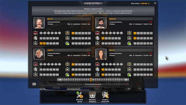 W agencji pracy przejrzysz oferty i zatrudnisz wybranego pracownika. - Agencje pracy | Elementy gry Euro Truck Simulator 2 Skandynawia - Euro Truck Simulator 2: Skandynawia - poradnik do gry