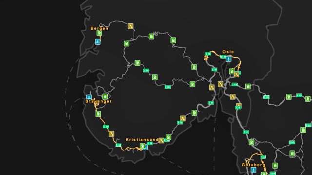 Układ drogowy w Norwegii. - Norwegia | Charakterystyka dróg państw w Euro Truck Simulator 2 Skandynawia - Euro Truck Simulator 2: Skandynawia - poradnik do gry