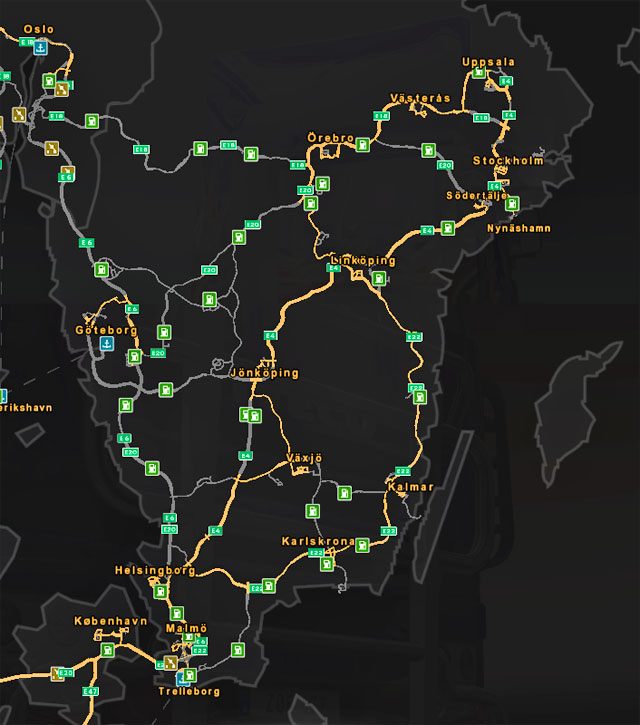 Ukłąd drogowy Szwecji. - Szwecja | Charakterystyka dróg państw w Euro Truck Simulator 2 Skandynawia - Euro Truck Simulator 2: Skandynawia - poradnik do gry