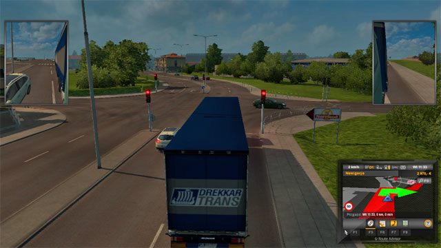 Od wschodu do miasta wpada autostrada, która zmienia się w zwykłą dwupasmówkę z sygnalizacją świetlną na pierwszym skrzyżowaniu - Szwecja (1) | Miasta w Euro Truck Simulator 2 Skandynawia - Euro Truck Simulator 2: Skandynawia - poradnik do gry