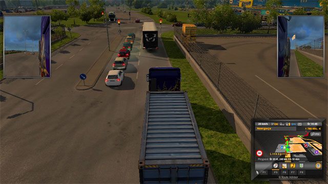 W samym mieście, co jest rzadkością w Skandynawii, jest szeroka droga biegnąca przez całe miasto - Szwecja (1) | Miasta w Euro Truck Simulator 2 Skandynawia - Euro Truck Simulator 2: Skandynawia - poradnik do gry
