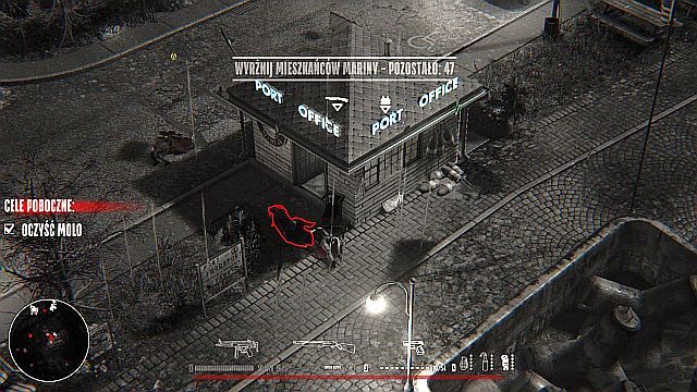 W budynku z szyldem Port Office znajdziesz pancerz. - Misja 2 - Marina | Opis przejścia Hatred - Hatred - poradnik do gry
