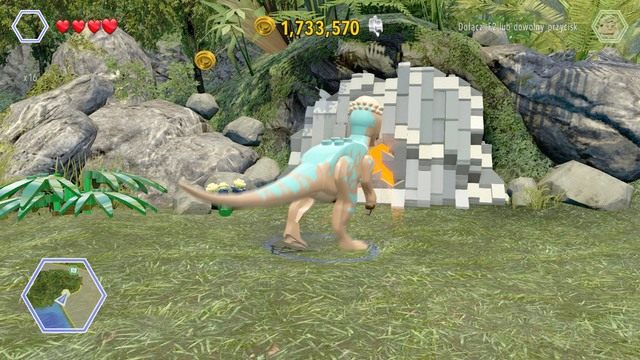 Zniszcz blokadę jako pachycefalozaur po czym zmień postać na Timmyego i wejdź do zaciemnionej jaskini - Równiny Brachiozaurów | Jurassic Park - sekrety - LEGO Jurassic World - poradnik gry