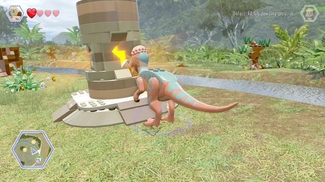 Żeby zdobyć kolejny klocek musisz niszczyć pokazane na obrazku słupy - Terytorium Triceratopsa | Jurassic Park - sekrety - LEGO Jurassic World - poradnik gry