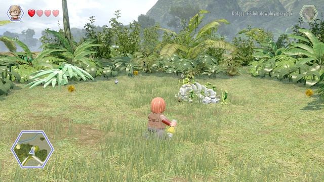Podejdź jako Eric do kompsognatów i rzuć w nich zapachem tyranozaura - Terytorium Triceratopsa | Jurassic Park - sekrety - LEGO Jurassic World - poradnik gry