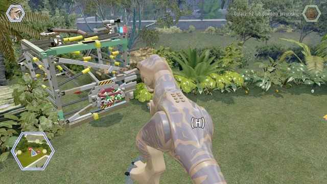 Po naprawie generatora dinozaurów, stwórz tyranozaura i podejdź do klatki pokazanej na obrazku - Terytorium Tyranozaura | Jurassic Park - sekrety - LEGO Jurassic World - poradnik gry