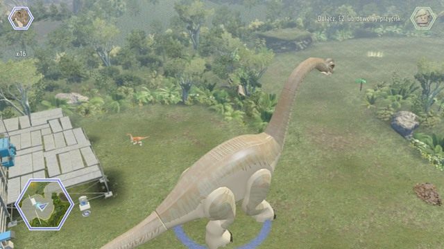 Za pomocą Brachiozaura lub Apatozaura, podchodź do platform na ziemi i użyj wstrząsów by je niszczyć - Dolina żyrosfer | Jurassic World - sekrety - LEGO Jurassic World - poradnik gry