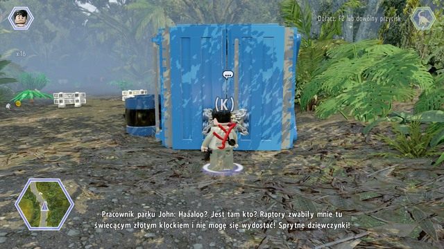 Podejdź do kontenera jako Owen i użyj przecinaka by uwolnić pracownika w opałach - Terytorium Indominusa | Jurassic World - sekrety - LEGO Jurassic World - poradnik gry